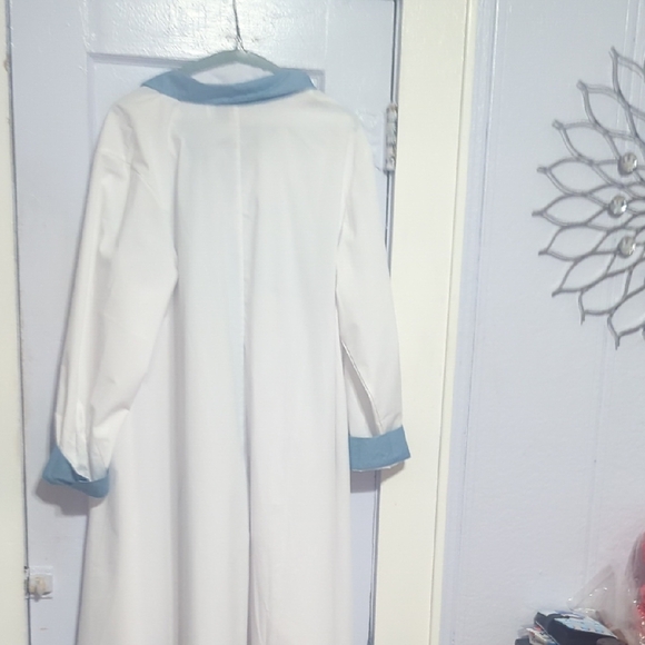 White and Blue Button-Up Shirt Dress - Picture 3 of 3